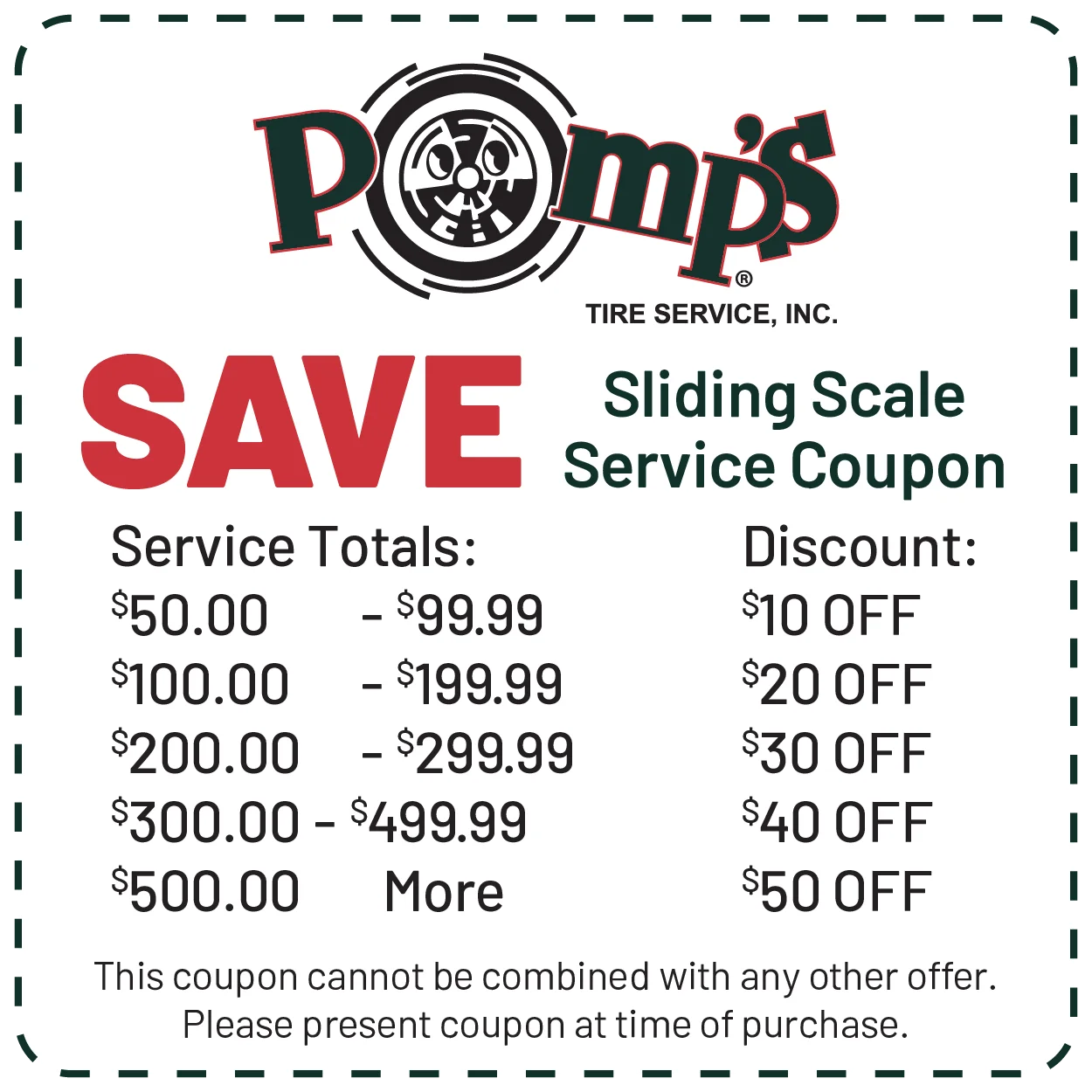Sliding Scale Service Coupon